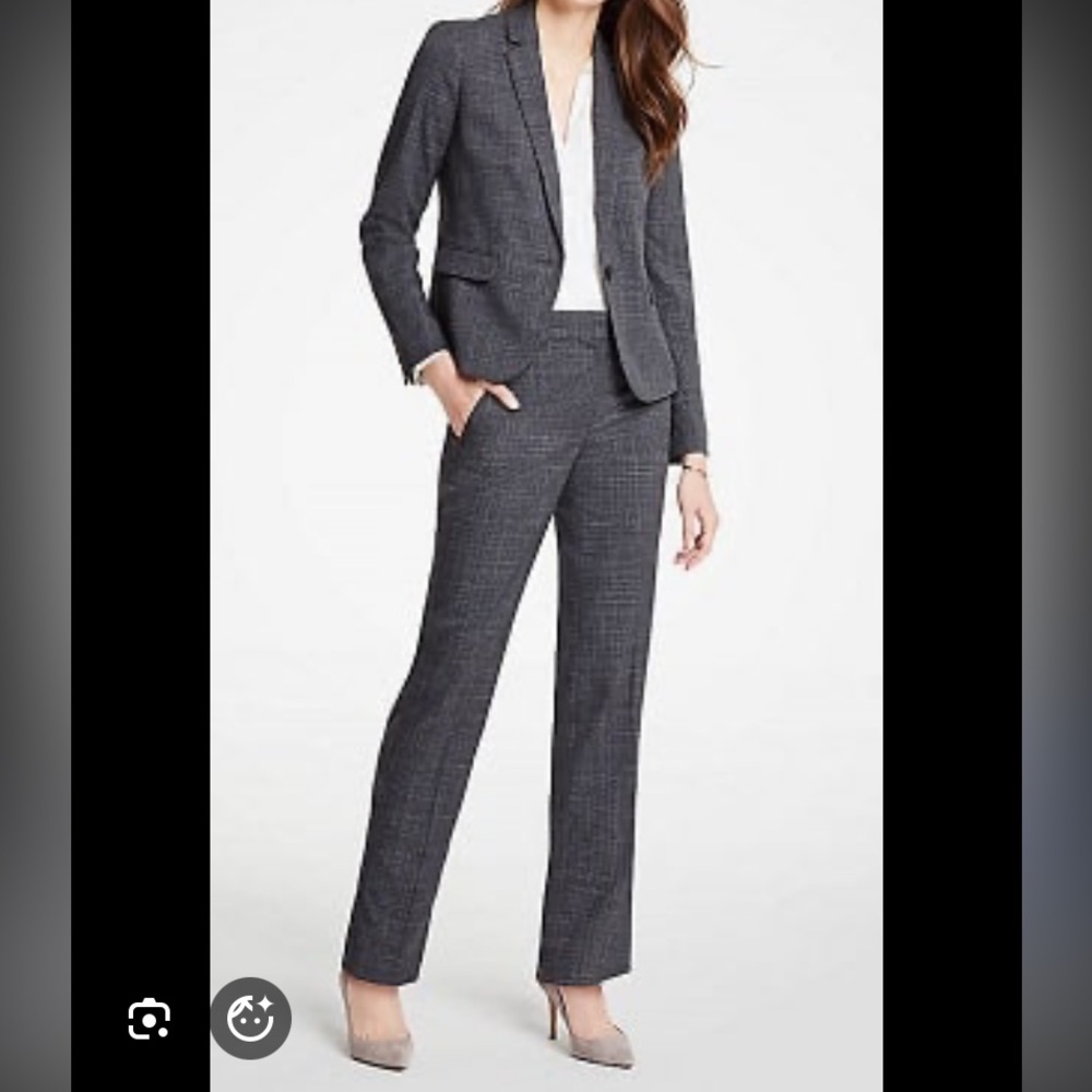 Ann Taylor Gray Criss Hatch Pant Suit